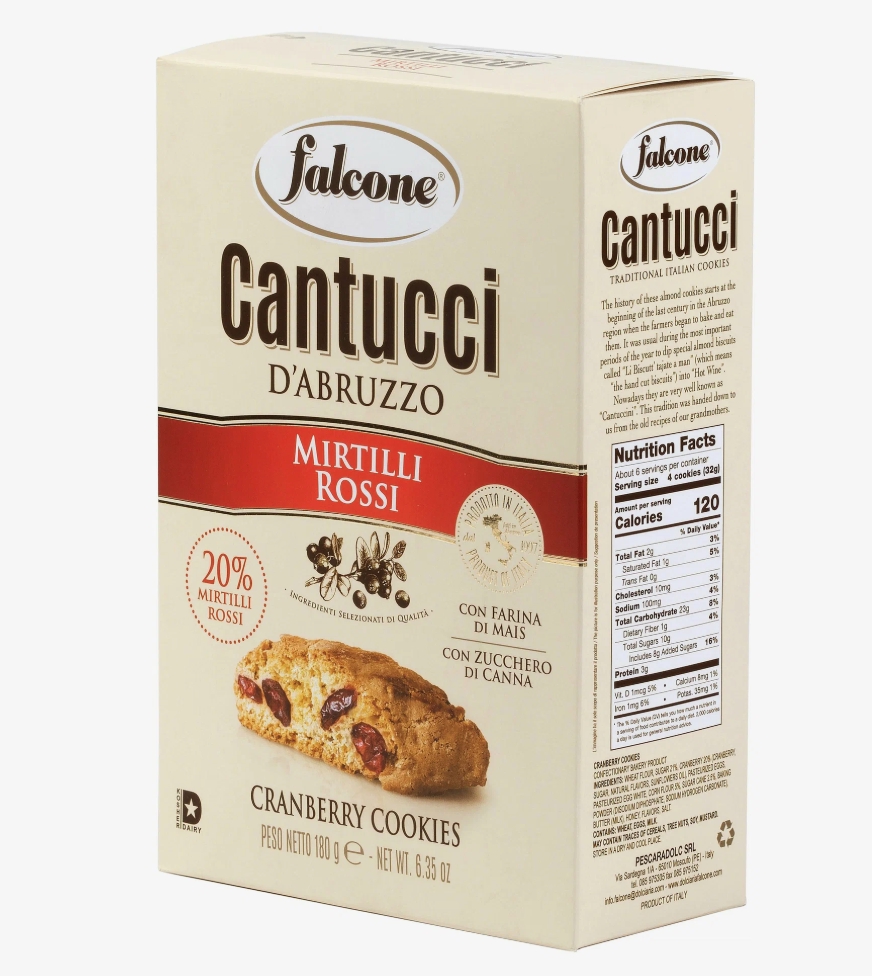 Фотография Печенье сахарное кантуччи с клюквой 180гр кор1-12 Falcone Италия - 1