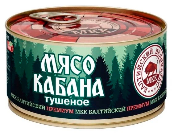 Фотография Мясо кабана тушеное с ключом Премиум 325гр кор1-12 МКК Балтийский - 1