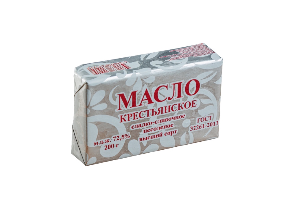 Фотография Масло сладко-сливочное несоленое крестьянское мдж72,5% кор1-5кг Россия - 1