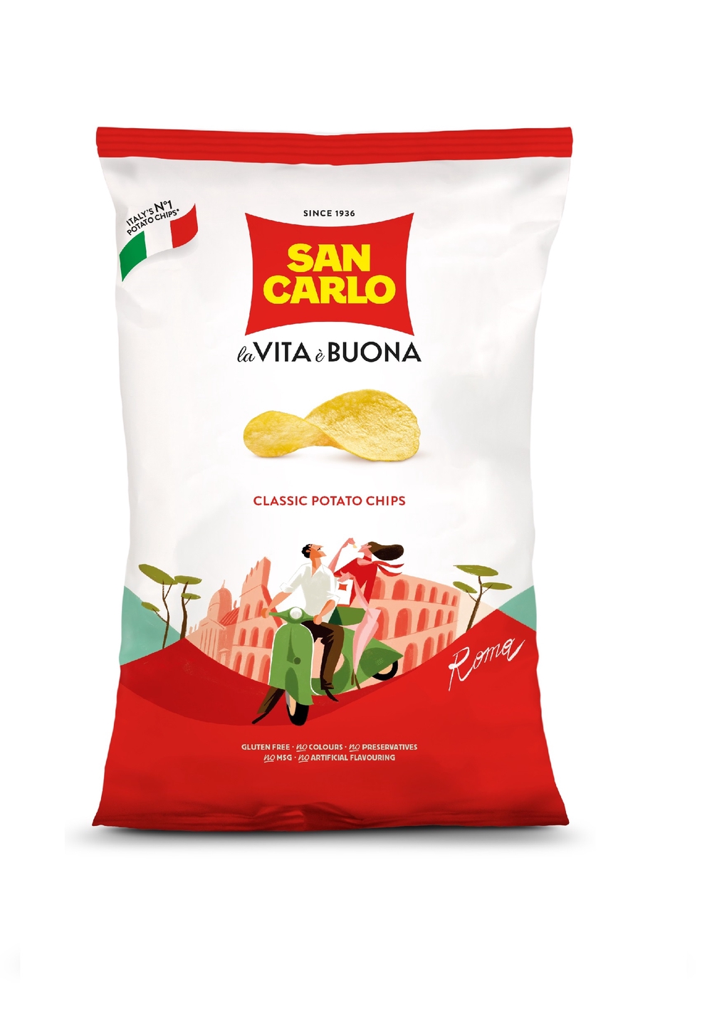 Фотография Чипсы картофельные классические 50гр кор1-20 San Carlo Италия - 1
