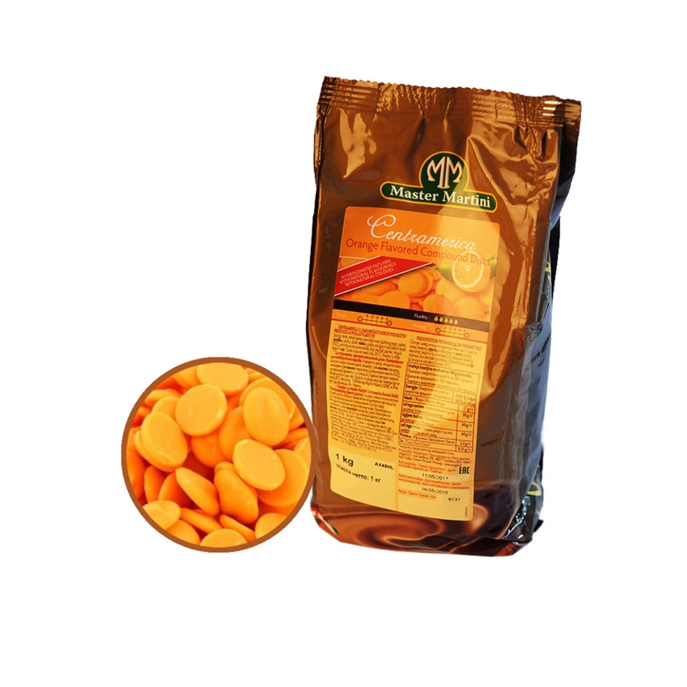 Фотография Глазурь шоколадная диски апельсин Мастер Мартини 1кг кор1-10 - 1