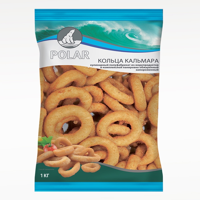 Фотография Кальмар кольца в кляре 1 кг кор1-5 кг Полар - 1