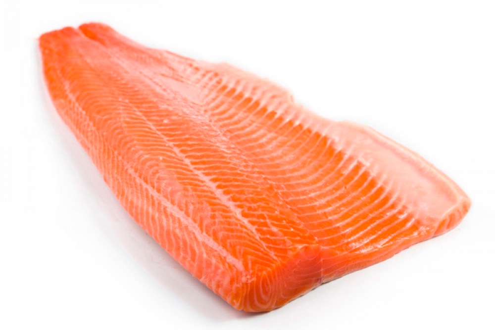 Фотография Лосось филе трим В- из 4-5 кг см фас ву на подложке Мурманск Супер - 1