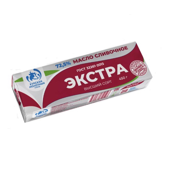 Фотография Масло сладко-сливочное несоленое крестьянское Экстра мдж72,5% 450гр кор1-10 КМЗ Россия - 1