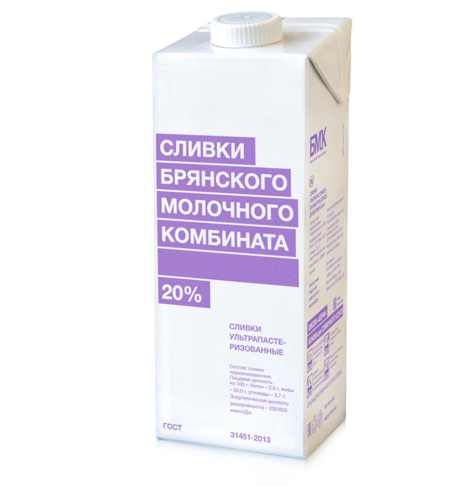 Фотография Сливки ж20% 1 л кор1-12 БМК Россия - 2