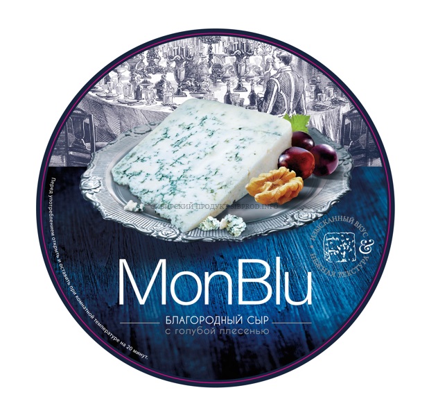 Фотография Сыр с голубой плесенью ж50% 2.5-3 кг Monblu Россия - 1