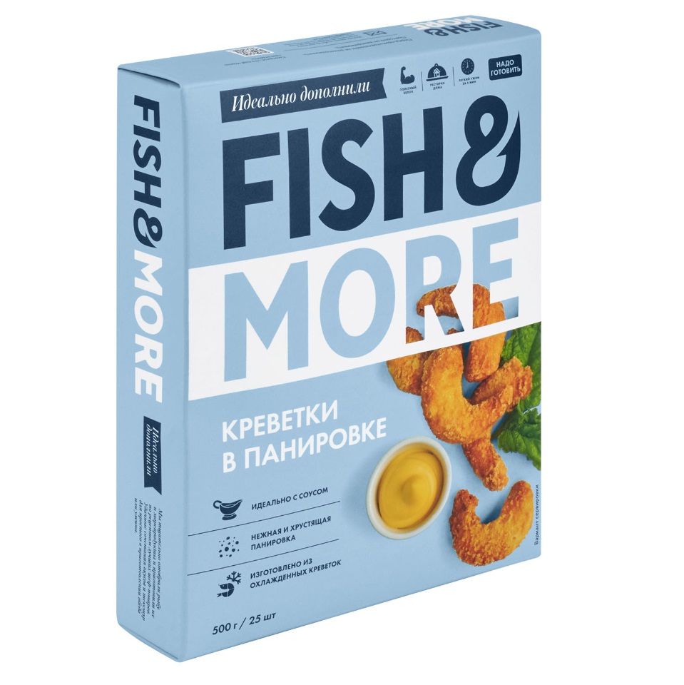 Фотография Креветки ваннамей очищ в панировке см р21-25 500 гр кор1-6 Fish&More Вьетнам - 1