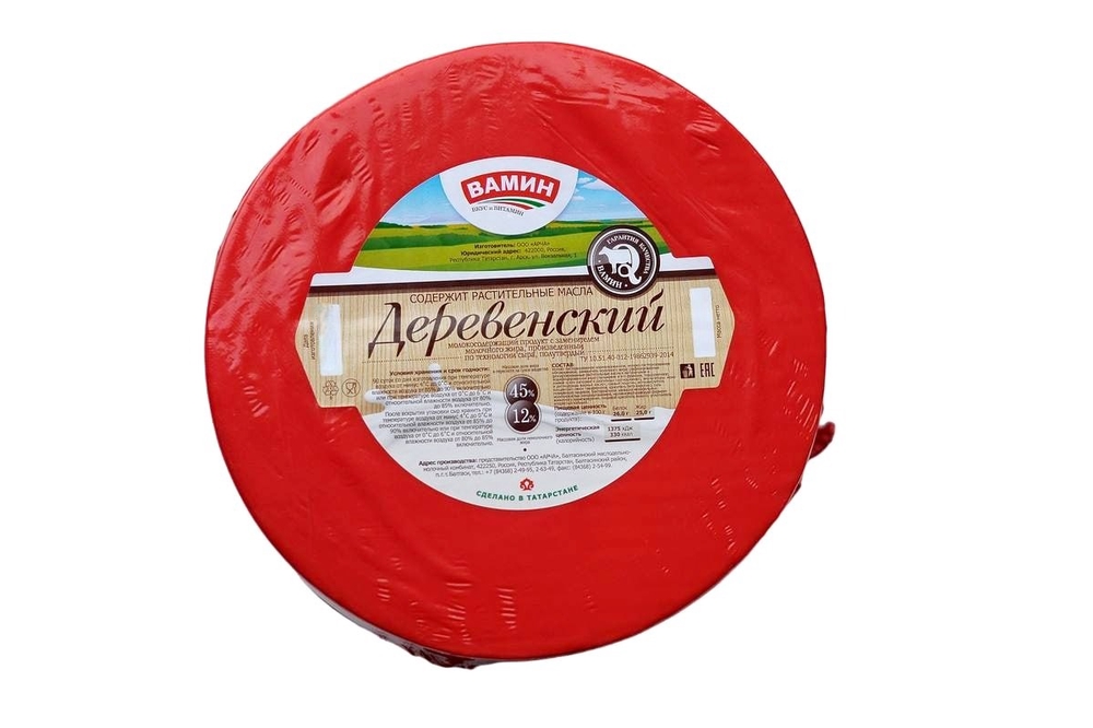 Фотография Продукт сырный Деревенский ж45% 5-6 кг Вамин Россия - 1