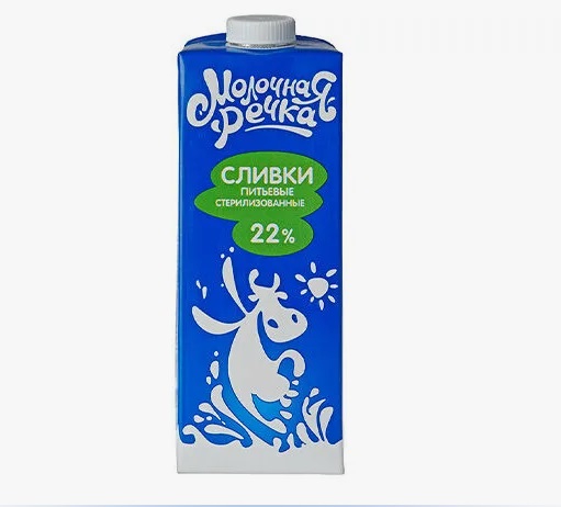 Фотография Сливки ж22% 1 л кор1-12 Молочная речка Россия - 2