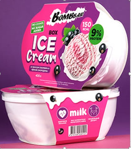 Фотография Мороженое ванна пломбир и черная смородина 400 гр кор 1-6 Bombbar - 1