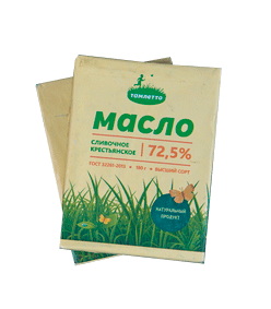 Фотография Масло сладко-сливочное несоленое крестьянское ГОСТ мдж72,5% кор1-5к Тамлетто Россия - 1