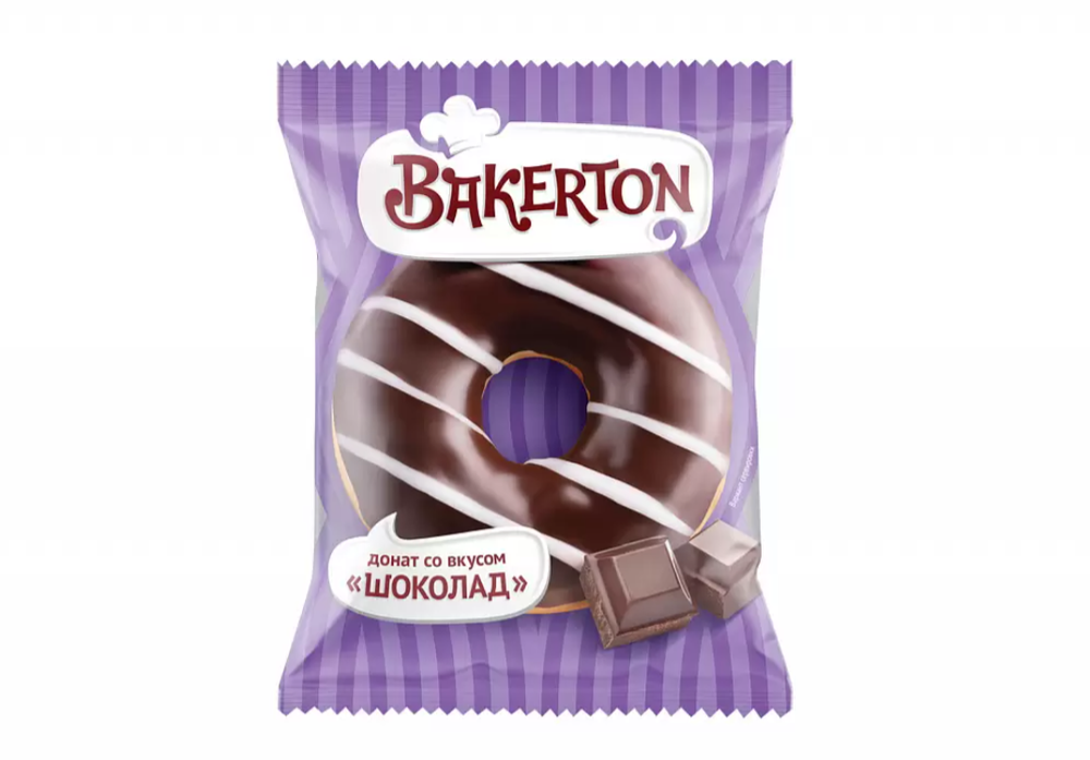 Фотография Донат глазированный со вкусом шоколада инд.упак 55гр кор1-32 Хлебпром - 1