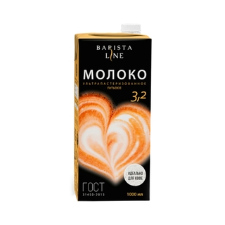 Молоко ультрапастеризованное ж3.2% 1л кор1-12 Barista Line с крышкой