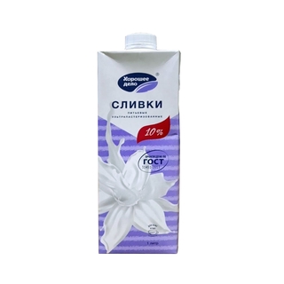 Сливки питьевые ж10% 1 л кор1-12 Хорошее дело