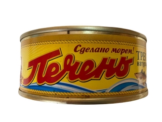 Печень трески кус в масле с ключом ВС из охл сырья 230 гр кор 1-48 Волна севера