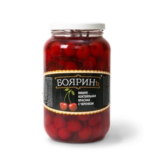 Вишня красная для коктейля с черенком стб об720-н680-сух350гр кор1-12 Бояринъ