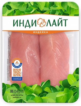 Индейка филе грудки малое подложка см 0,7кг вес кор1-6 Инди-лайт Россия