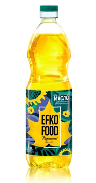 Масло подсолнечное рафинированное 1л кор1-15 Efko Food