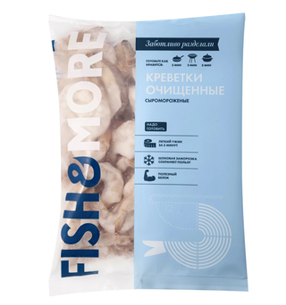 Креветки ваннамей очищ см бг без хвоста р26-30 1 кг кор1-10 Fish&More