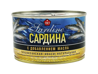 Сардина натуральная иваси ГОСТ 240 гр кор1-24 Сохраним традиции
