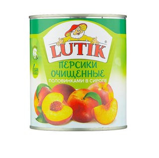 Персики половинками в сиропе жб 850мл кор1-12 Lutik