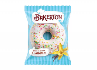 Донат глазированный со вкусом ванили инд.упак 58гр кор1-32 Хлебпром